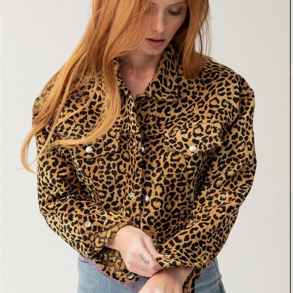 Re/Done Leopard print crop jacket w/Real Real tag/bag